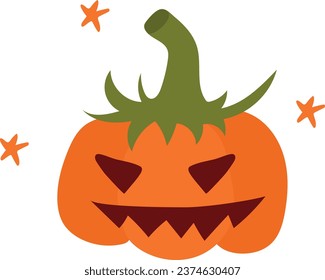 Vector pumpkin with face in cute cartoon style