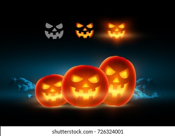 Vector pumpkin face for flyer, cover, banner, brochure, poster, presentations.