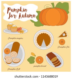 vector of pumpkin food for autumn season