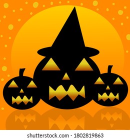 Vector pumpkin ghost pumpkin wearing a hat halloween