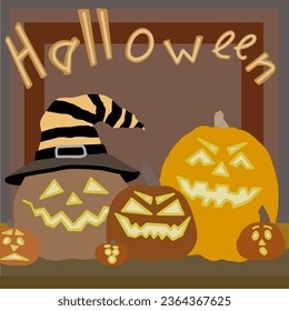 Vector pumpkin Halloween. A beautiful postcard for a Halloween party. It is possible on a postcard, a cover, a diary in a page, stickers
