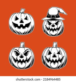 Vector pumpkin halloween vector illustration set