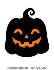 Vector pumpkin for Halloween. Jack Lantern. Black silhouette in cartoon style. Symbol of autumn holiday. For design of postcards, party invitations. Isolated on white background.