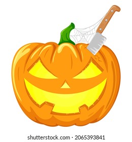 Vector pumpkin for Halloween party on white background.