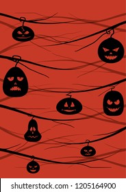 vector pumpkin Halloween pattern, holiday illustration