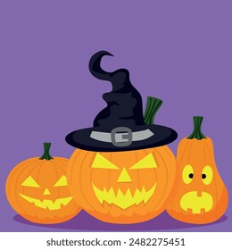 A vector pumpkin with a Halloween theme. Festive pattern for a bright print on the theme of the autumn holiday.