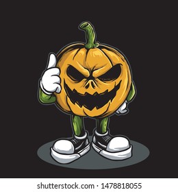 vector of pumpkin head halloween with sneaker shoes