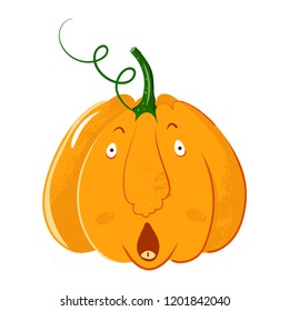 vector pumpkin head portrait with surprise fright emotions for Halloween celebration cartoon style. Halloween celebration. Jack-o'-lantern