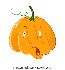 vector pumpkin head portrait with wonder emotions for Halloween celebration. gourd screams. Jack-o'-lantern