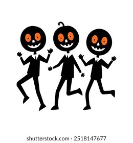 Vector Pumpkin Head Skeletons illustration.