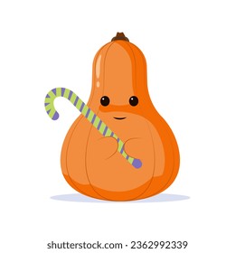vector pumpkin holding a sweet lollipop