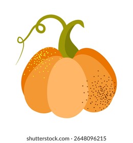 Vector pumpkin icon. Orange and yellow autumn squash. Large gourd vegetable. Farm harvest vegetable fresh and tasty