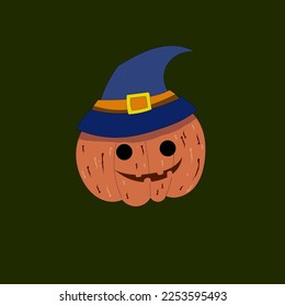 Vector pumpkin illustration.smiling. Witchy. Halloween
