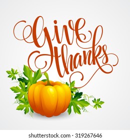 Vector pumpkin and leaves. Vector illustration EPS 10