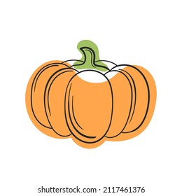 Vector pumpkin line and abstract spot on white isolated background.