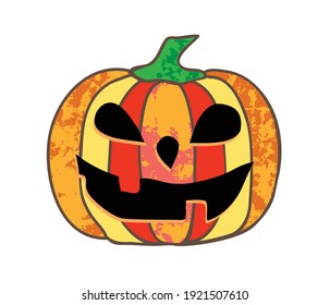 Vector pumpkin object element retro of Halloween face symbols graphics icon symbol isolated item on a white background