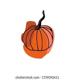 Vector pumpkin on a white background. Orange pumpkin large spots drawn. Pumpkin for Halloween