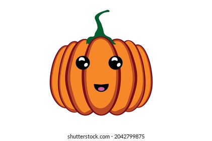 Vector of a pumpkin on white background. Kawaii style