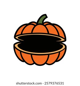 Vector Pumpkin with Open Lid – Trick or Treat Theme Design isolated white background for easy use