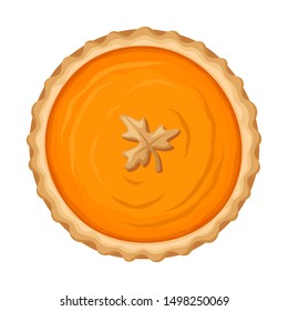 Vector pumpkin pie isolated on a white background.