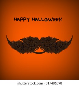 Vector pumpkin portrait with mustache for Halloween on background. 