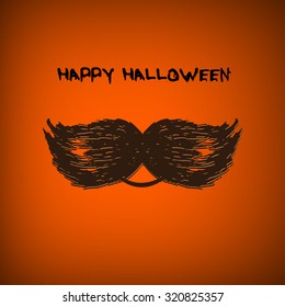 Vector pumpkin portrait with mustache for Halloween on background. EPS
