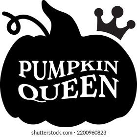 Vector Pumpkin Queen illustration with a crown. Halloween sign