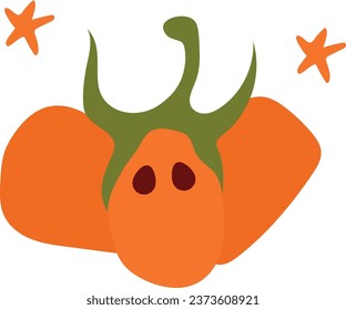 Vector pumpkin with sad face in cute cartoon style