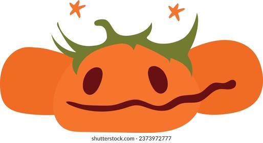 Vector pumpkin with sad face in cute cartoon style