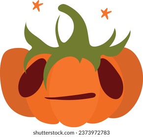 Vector pumpkin with sad face in cute cartoon style