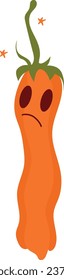 Vector pumpkin with sad face in cute cartoon style