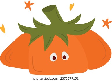 Vector pumpkin with sad face in cute cartoon style