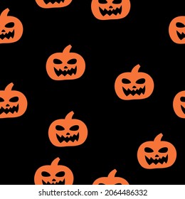 Vektorkürbis nahtloses Muster. Kreative Halloween-Textur für Stoff,
Umhüllung, Textilien, Tapeten, Bekleidung. Das Oberflächenmuster-Design.