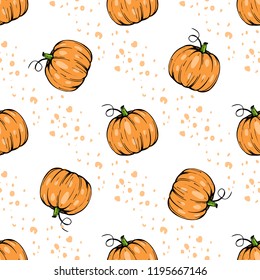 vector pumpkin seamless pattern, for Halloween, hand drawn