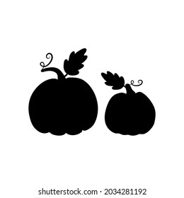 Vector pumpkin silhouette. Isolated on white background. Black pumpkin shape icon. Vector illustration.