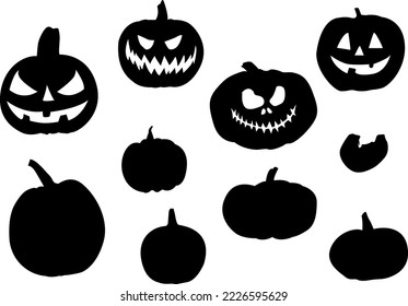 Siluinas de calabaza vectorial sobre fondo blanco aislado