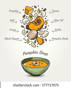 Vector Pumpkin Soup Ingredients