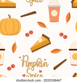 Vector Pumpkin Spice seamless pattern