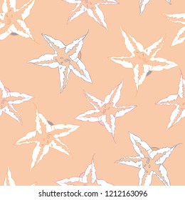 Vector Pumpkin Star Flowers on orange seamless pattern background. Perfect for fabric, scrapbooking and wallpaper projects.