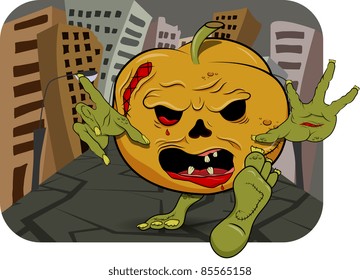 Vector pumpkin zombie