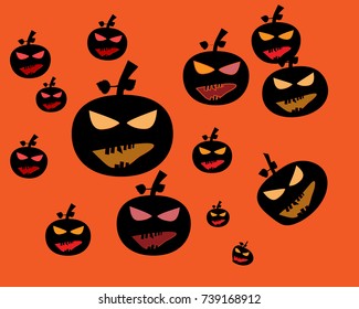 Vector of pumpkins face for Halloween season.