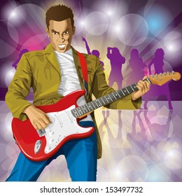 Vector punk man with the guitar. All layers well organized and easy to edit