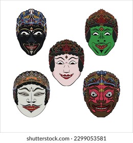 vector of Puppet Malangan mask, a traditional art, an icon of Malang, a region in Indonesia, and has been designated as a national intangible cultural heritage in 2014