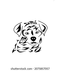 Vector puppy, formed from several lines to produce digital art