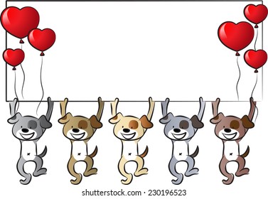 vector puppy holding a blank card