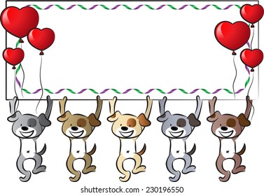 vector puppy holding a blank card