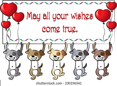 vector puppy holding a greeting card