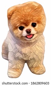 Vector del cachorro. Ilustración de adorable cachorro con ojos oscuros y aislado en fondo blanco.