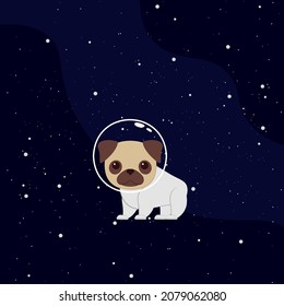 vector puppy in spacesuit flat illustration of astronaut dog in outer space