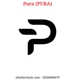 Vector Pura (PURA) digital cryptocurrency logo. Pura (PURA) icon. Vector illustration isolated on white background.